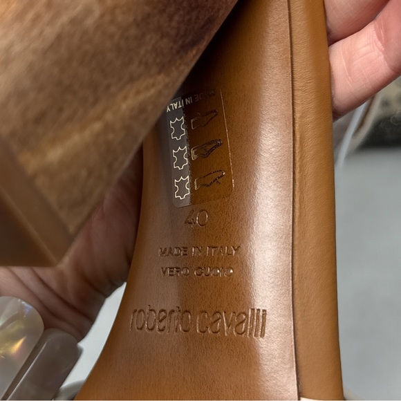 Roberto Cavalli Beaded Embellished T Strap Wooden Block Heel Sandals Bohemian 40 - Picture 12 of 16